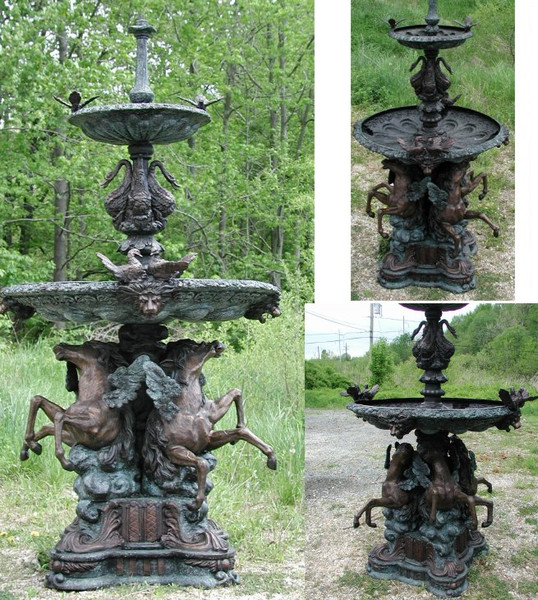 Life Size Bronze Horse fountain Two Tiers with Geese and Doves